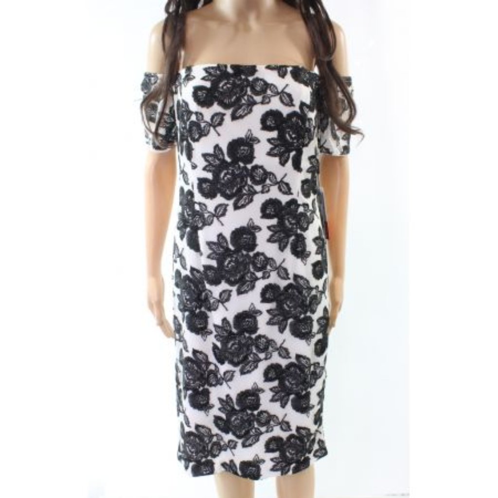 Karl Lagerfeld Women's Size 6 Embroidered Floral Lace Mesh Off Shoulder Dress